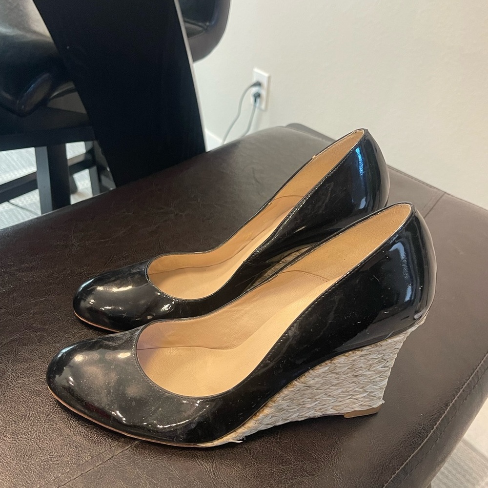 L.K. Bennett Patent Leather -Maddox- Espadrille Wedges pumps 40 - Picture 3 of 8